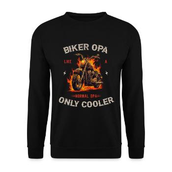 Motorradfahrer Biker Opa - Unisex Pullover - Schwarz - Vorne - Alina (178cm) & Michal (187cm)