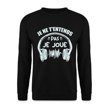 Ich kann dich nicht hören, ich spiele - Unisex Pullover - Schwarz - Vorne - Alina (178cm) & Michal (187cm)