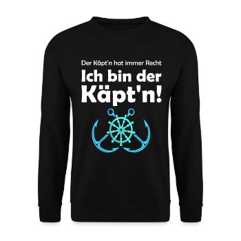 Kapitän maritime maritim Boot Geschenk - Unisex Pullover - Schwarz - Vorne - Alina (178cm) & Michal (187cm)
