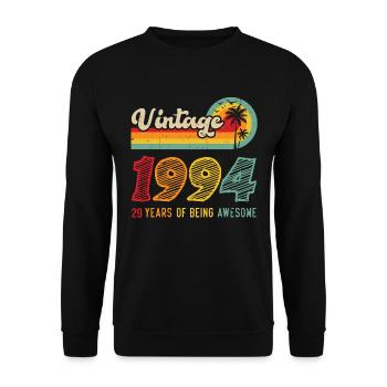 Vintage 1994, Cadeau D'anniversaire 29 Ans - Sweat-shirt Unisexe - noir - Devant - Alina (178cm) & Michal (187cm)
