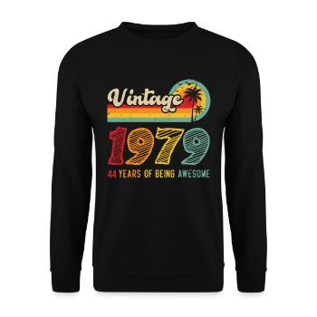 Vintage 1979, Cadeau D'anniversaire 44 Ans - Sweat-shirt Unisexe - noir - Devant - Alina (178cm) & Michal (187cm)