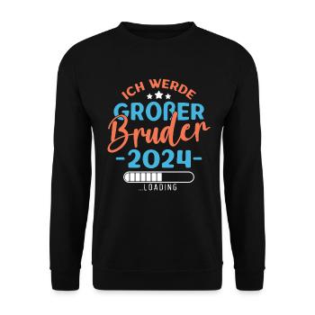 Großer Bruder 2024 Jungen Geschwister Geburt - Unisex Pullover - Schwarz - Vorne - Alina (178cm) & Michal (187cm)