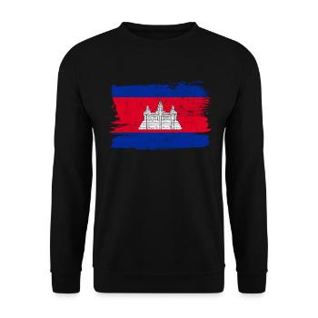 Cambogia Bandiera Cambodia Flag Peace Vintage - Unisex Sweatshirt - black - Front - Alina (178cm) & Michal (187cm)