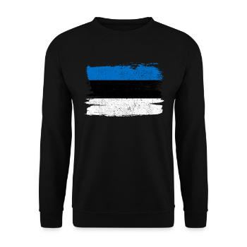 Estland Flagge Flagge Frieden Vintage - Unisex Pullover - Schwarz - Vorne - Alina (178cm) & Michal (187cm)
