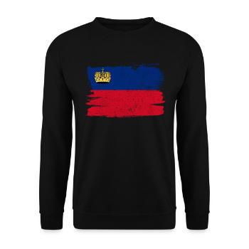 Liechtenstein Flagge Flagge Frieden Vintage - Unisex Pullover - Schwarz - Vorne - Alina (178cm) & Michal (187cm)