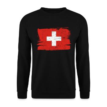 Drapeau de la Suisse Drapeau de la paix Vintage - Sweat-shirt Unisexe - noir - Devant - Alina (178cm) & Michal (187cm)