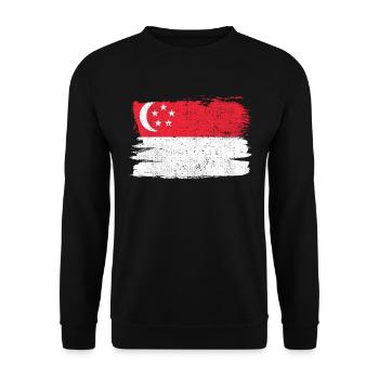 Singapur Flagge Flagge Frieden Vintage - Unisex Pullover - Schwarz - Vorne - Alina (178cm) & Michal (187cm)