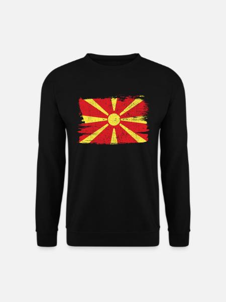 Mazedonien Flagge Flagge Frieden Vintage - Unisex Pullover - Schwarz