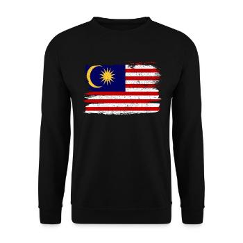 Malaysia Flagge Flagge Frieden Vintage - Unisex Pullover - Schwarz - Vorne - Alina (178cm) & Michal (187cm)