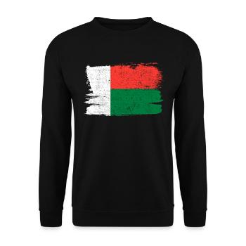 Drapeau de Madagascar Drapeau Paix Vintage - Sweat-shirt Unisexe - noir - Devant - Alina (178cm) & Michal (187cm)