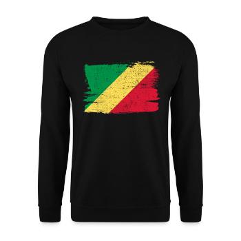 Republik Kongo Flagge Flagge Frieden Vintage - Unisex Pullover - Schwarz - Vorne - Alina (178cm) & Michal (187cm)