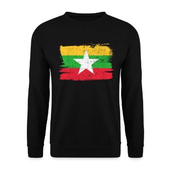Myanmar Burma Flag Flag Peace Vintage - Unisex Sweatshirt - black - Front - Alina (178cm) & Michal (187cm)