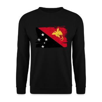 Papua-Neuguinea Flagge Flagge Frieden Vintage - Unisex Pullover - Schwarz - Vorne - Alina (178cm) & Michal (187cm)