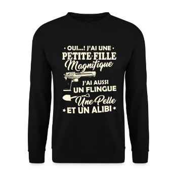 T-shirt pour Grand-Père - Petite-Fille Magnifique - Sweat-shirt Unisexe - noir - Devant - Alina (178cm) & Michal (187cm)