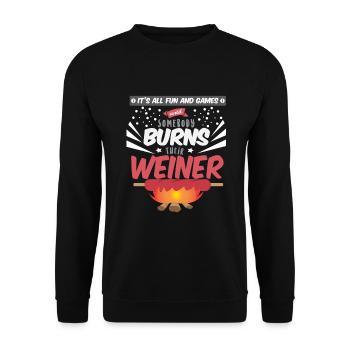 Lustige Camping Sprüche Lustiges Camper Geschenk - Unisex Pullover - Schwarz - Vorne - Alina (178cm) & Michal (187cm)