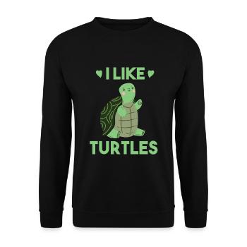 Funny turtle saying - I like Turtles Niedli - Unisex Sweatshirt - black - Front - Alina (178cm) & Michal (187cm)