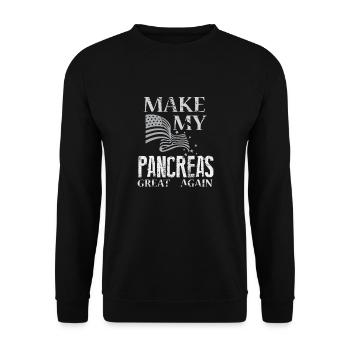 Lustiger Diabetiker - Make my pancreas great again - Unisex Pullover - Schwarz - Vorne - Alina (178cm) & Michal (187cm)