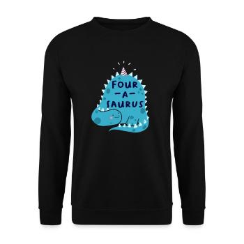 4th Birthday Birthday Boy Dinosaur Four - Unisex Sweatshirt - black - Front - Alina (178cm) & Michal (187cm)