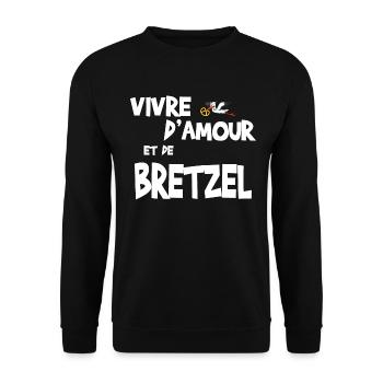 Amour et bretzel - Cadeau humour alsacien - Sweat-shirt Unisexe - noir - Devant - Alina (178cm) & Michal (187cm)