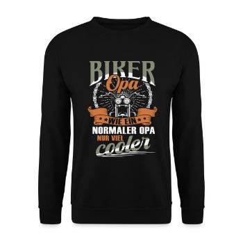 Biker Opa Motorrad Motorradfahrer Geschenk - Unisex Pullover - Schwarz - Vorne - Alina (178cm) & Michal (187cm)