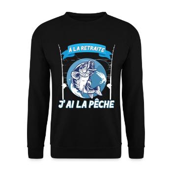 J'ai La Pêche Idée Cadeau Humour Retraite - Sweat-shirt Unisexe - noir - Devant - Alina (178cm) & Michal (187cm)