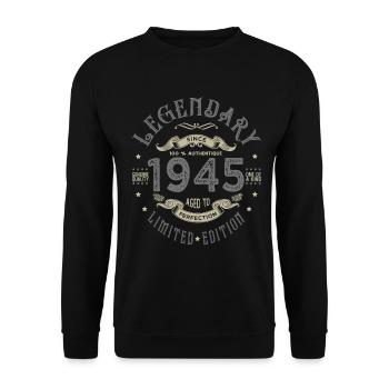1945 Legendärer Geburtstag Geboren 1945 - Unisex Pullover - Schwarz - Vorne - Alina (178cm) & Michal (187cm)