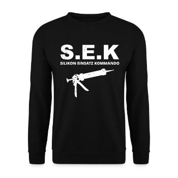 Fliesenleger Silikon Einsatz Kommando - Unisex Pullover - Schwarz - Vorne - Alina (178cm) & Michal (187cm)