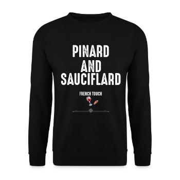 Pinard and Sauciflard la touche française - Sweat-shirt Unisexe - noir - Devant - Alina (178cm) & Michal (187cm)