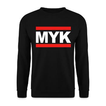 Myk - Mayen - Motiv für Mayener Jungs und Mädels - Unisex Pullover - Schwarz - Vorne - Alina (178cm) & Michal (187cm)