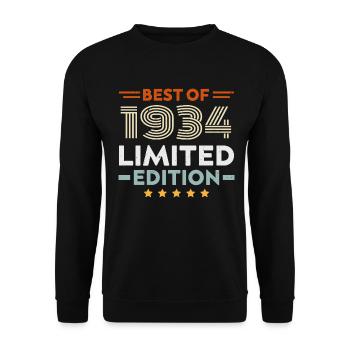 Retro 1934 Vintage 90. Geburtstagsgeschenk 90 Jahre alt - Unisex Pullover - Schwarz - Vorne - Alina (178cm) & Michal (187cm)