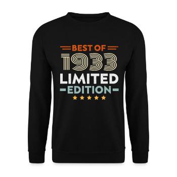 Retro 1933 Vintage 91. Geburtstagsgeschenk 91 Jahre alt - Unisex Pullover - Schwarz - Vorne - Alina (178cm) & Michal (187cm)