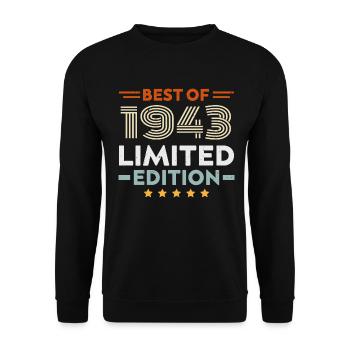 Retro 1943 Vintage Cadeau 81e Anniversaire 81 Ans - Sweat-shirt Unisexe - noir - Devant - Alina (178cm) & Michal (187cm)