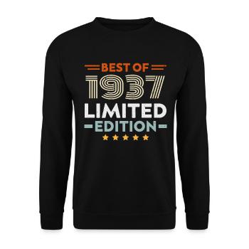 Retro 1937 Vintage 87. Geburtstagsgeschenk 87 Jahre alt - Unisex Pullover - Schwarz - Vorne - Alina (178cm) & Michal (187cm)