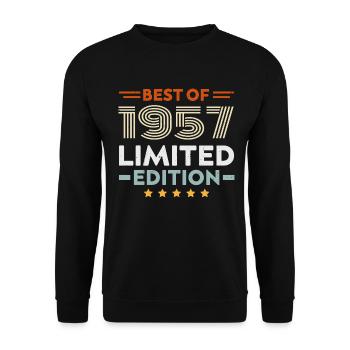 Retro 1957 Vintage Geschenk 67. Geburtstag 67 Jahre - Unisex Pullover - Schwarz - Vorne - Alina (178cm) & Michal (187cm)