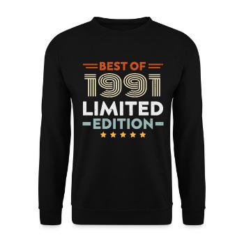 Retro 1991 Vintage Geschenk 33. Geburtstag 33 Jahre - Unisex Pullover - Schwarz - Vorne - Alina (178cm) & Michal (187cm)
