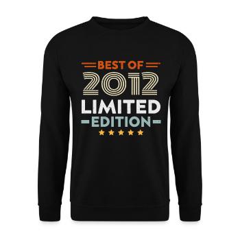 Retro 2012 Vintage Geschenk 12. Jubiläum 12 Jahre - Unisex Pullover - Schwarz - Vorne - Alina (178cm) & Michal (187cm)