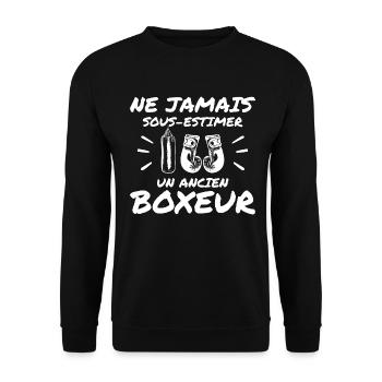 Jamais sous-estimer un ancien boxeur humour sport - Sweat-shirt Unisexe - noir - Devant - Alina (178cm) & Michal (187cm)