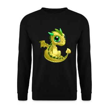 Baby Drache Gelb | Niedlicher gelber Baby Drache - Unisex Pullover - Schwarz - Vorne - Alina (178cm) & Michal (187cm)