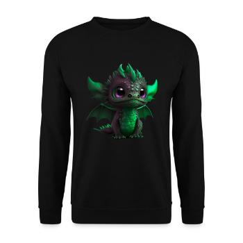 Bébé Dragon Vert| Mignon bébé dragon vert - Sweat-shirt Unisexe - noir - Devant - Alina (178cm) & Michal (187cm)