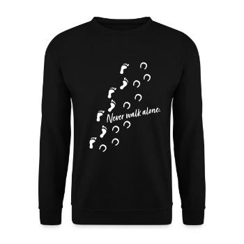 Cadeau de cavalier - ne marchez jamais seul - Sweat-shirt Unisexe - noir - Devant - Alina (178cm) & Michal (187cm)