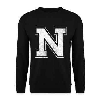 Buchstabe N - Unisex Pullover - Schwarz - Vorne - Alina (178cm) & Michal (187cm)