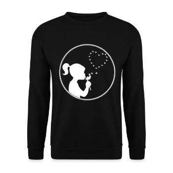 mädchen pusteblume herz weiss - Unisex Pullover - Schwarz - Vorne - Alina (178cm) & Michal (187cm)