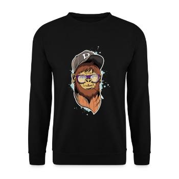 Hipster Monkey - Unisex Pullover - Schwarz - Vorne - Alina (178cm) & Michal (187cm)
