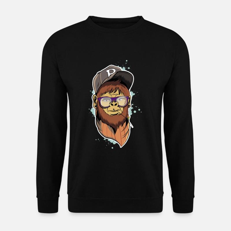 Hipster Monkey - Unisex Pullover - Schwarz