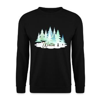 Winter Winterlandschaft Schnee Tannen - Unisex Pullover - Schwarz - Vorne - Alina (178cm) & Michal (187cm)