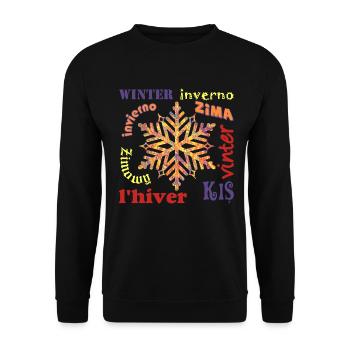 winter mehrsprachig e 53 - Unisex Pullover - Schwarz - Vorne - Alina (178cm) & Michal (187cm)