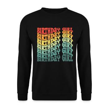 Anniversaire Fille Groovy Rétro Vintage Anniversaire - Sweat-shirt Unisexe - noir - Devant - Alina (178cm) & Michal (187cm)