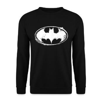 Batman Logo White Chalk - Unisex Pullover - Schwarz - Vorne - Alina (178cm) & Michal (187cm)