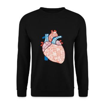 Herz Anatomie Biologe Herzschlag Medizin Geschenk - Unisex Pullover - Schwarz - Vorne - Alina (178cm) & Michal (187cm)