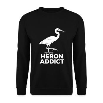 Heron Addict - Observation des oiseaux - Sweat-shirt Unisexe - noir - Devant - Alina (178cm) & Michal (187cm)